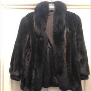 Rare Black Mink w/ Fox Fur Trim Plus sz. 🤩 LG/XL or 14/16  Couture❣️